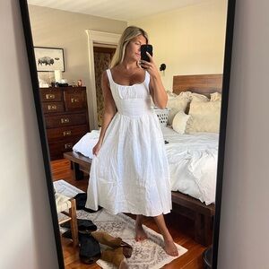 NWOT Reformation Balia  Linen Midi Dress in White | size 4